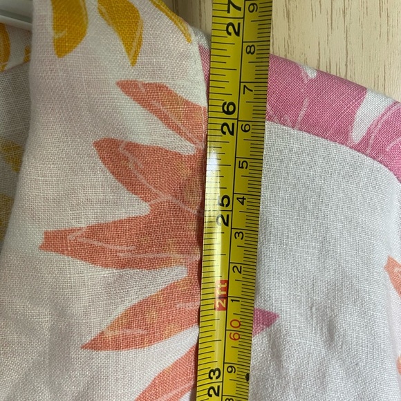 Fresh Produce Linen Button Front Top White Pink & Orange Floral Daisy Sz XL - Picture 9 of 9